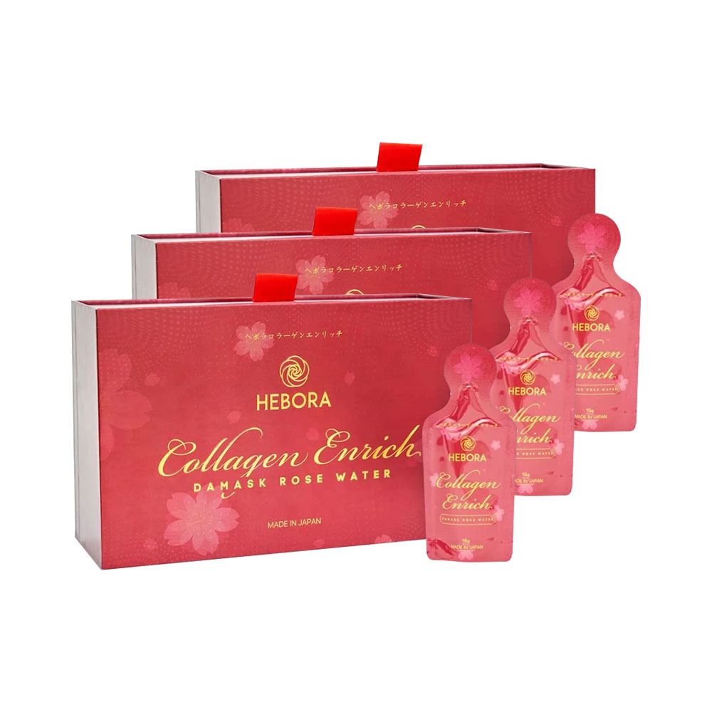 Combo 3 nước uống Collagen Enrich Hebora 160.000mg (Hộp 28 túi) Date 04/25