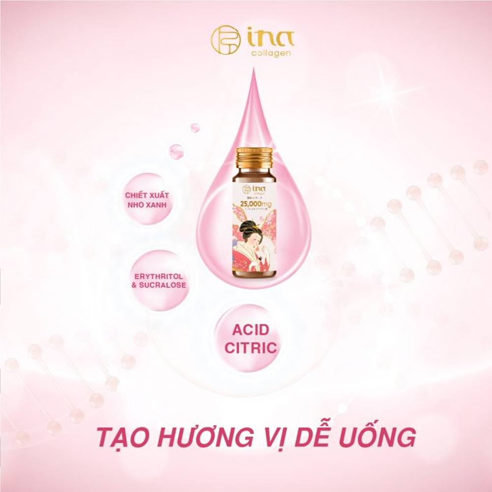 Nước uống Collagen Peptide INA  25,000mg (Hộp 10 chai x 50ml)