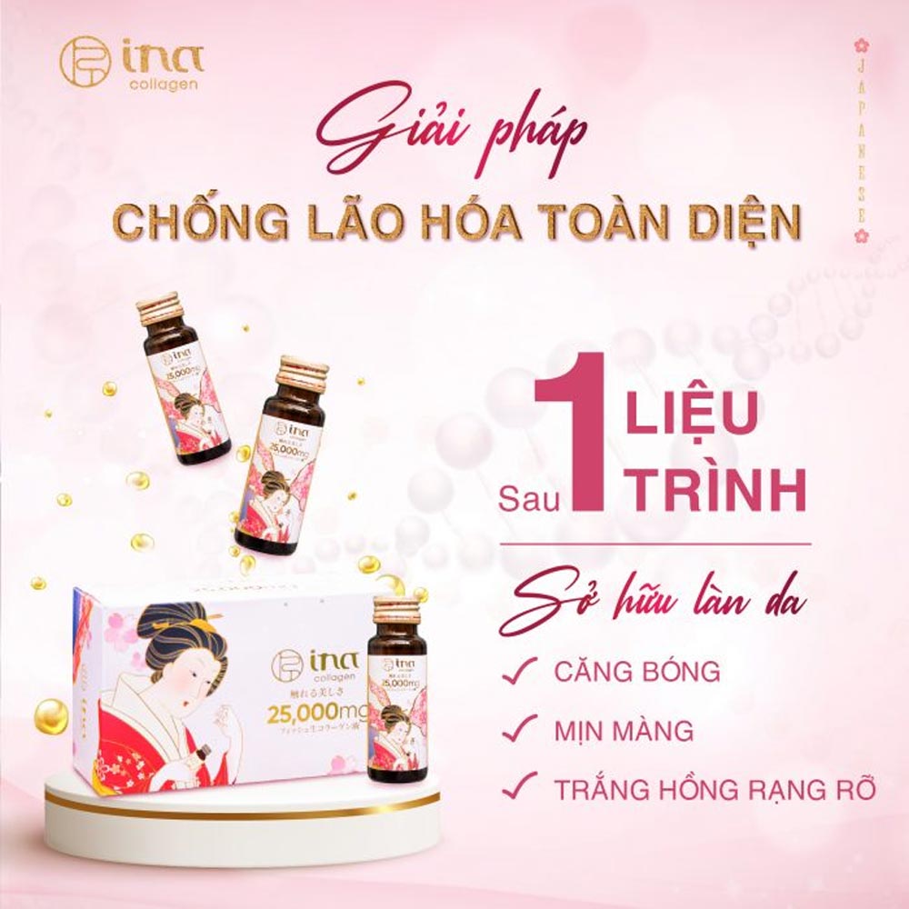 Nước uống Collagen Peptide INA  25,000mg (Hộp 10 chai x 50ml)