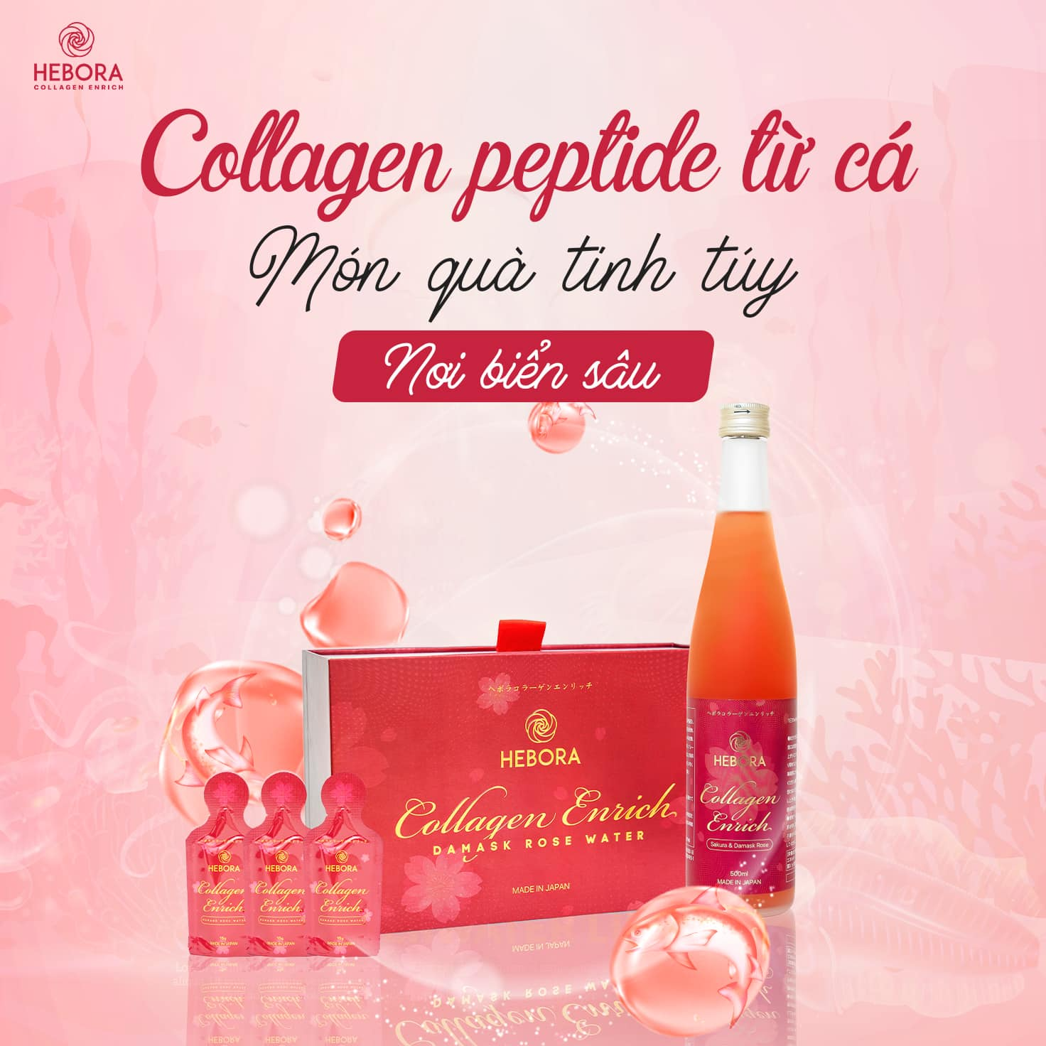 Combo 3 nước uống Collagen Enrich Hebora 160.000mg (Hộp 28 túi) Date 04/25