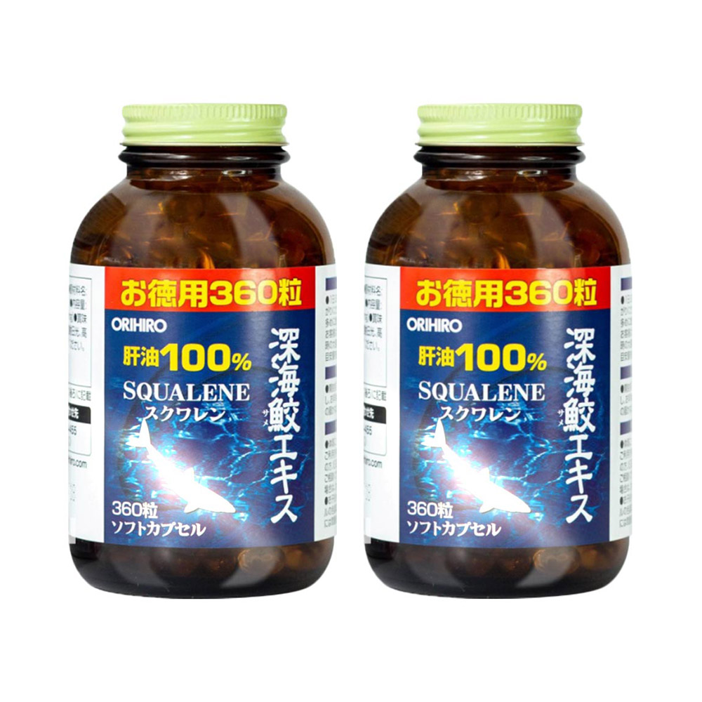 Combo 2 hộp viên uống dầu gan cá 100% Squalene Orihiro 360 viên