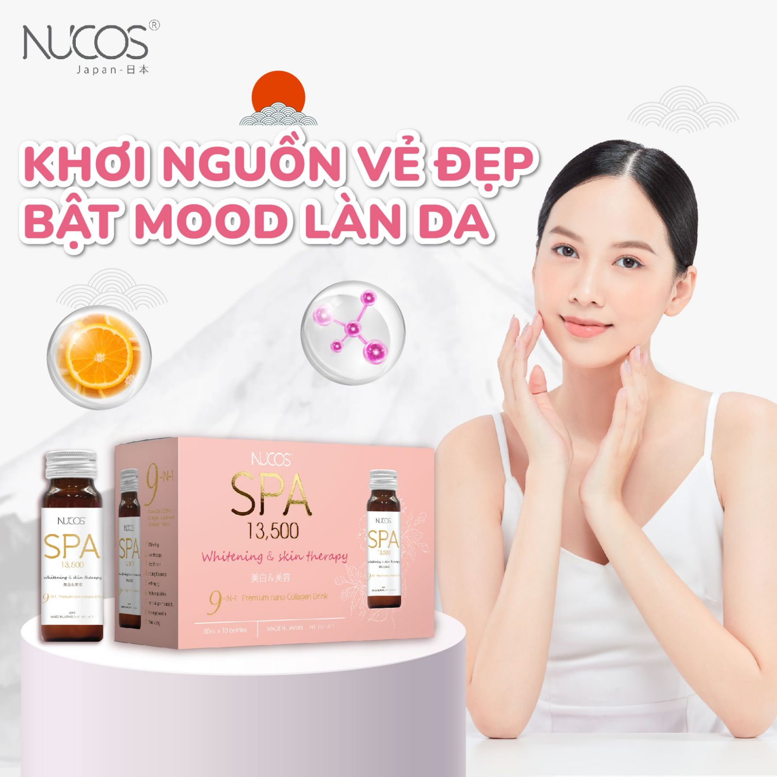 Combo 2 hộp nước uống Collagen Nucos Spa 13.500mg (Hộp 10 chai x 50ml) 